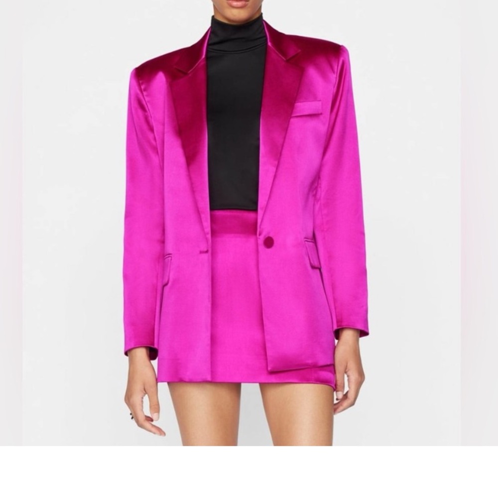 FRAME magenta pink Satin Blazer Jacket medium